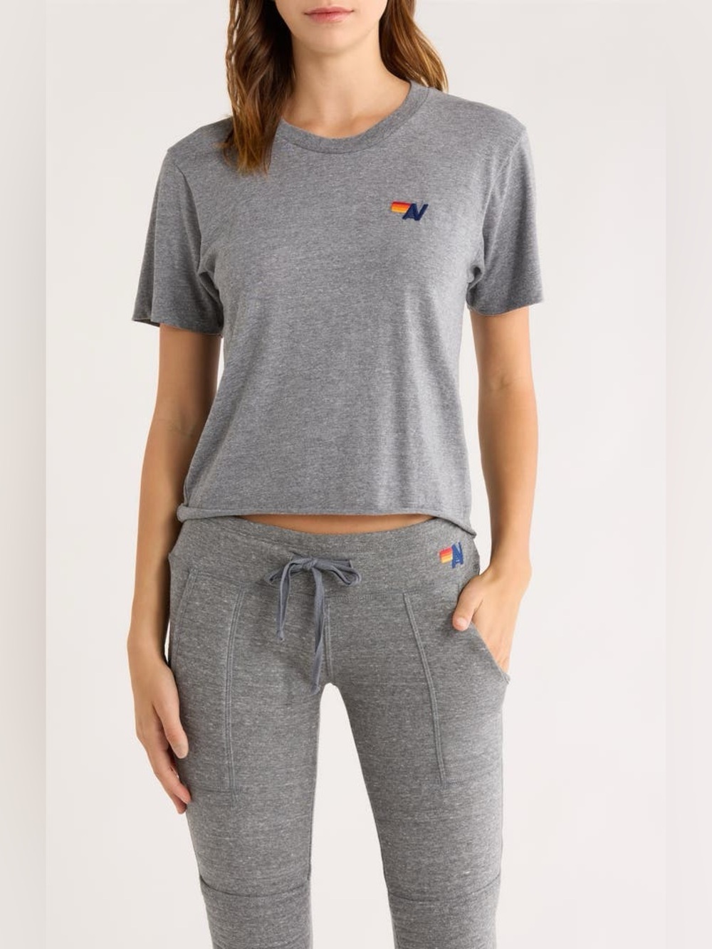 Aviator Nation Logo Boyfriend Tee in Heather Grey size small